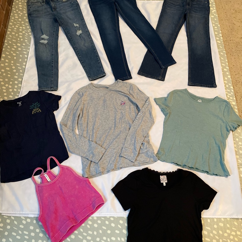 Kids Colorful Shirts and‎ Jeans Set, Various Brands, Sizes 10-12